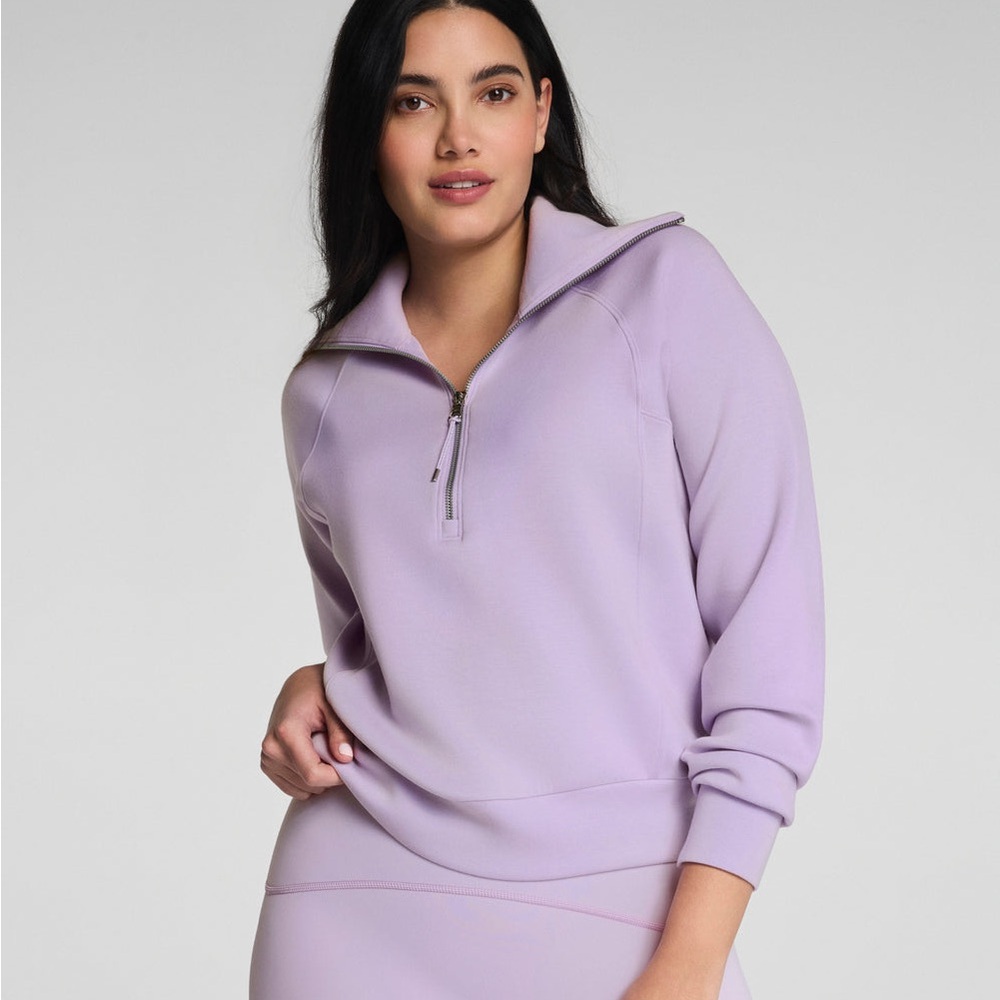 SPANX AirEssentials Half Zip Sweatshirt Verbena Purple Small NWI